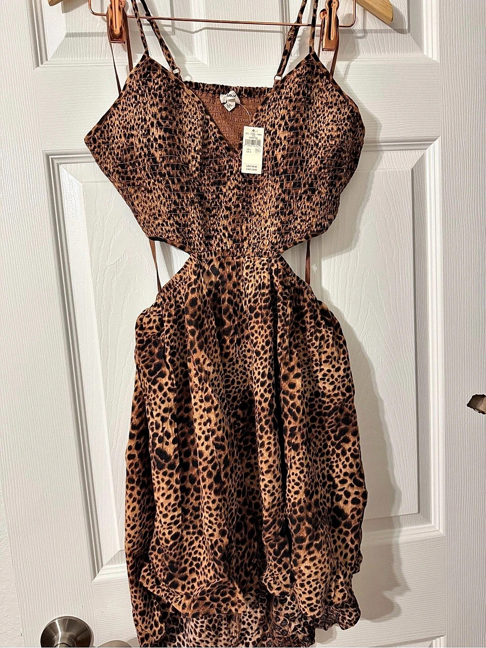 Aerie Leopard Print Cutout Mini Dress Size Large NWT